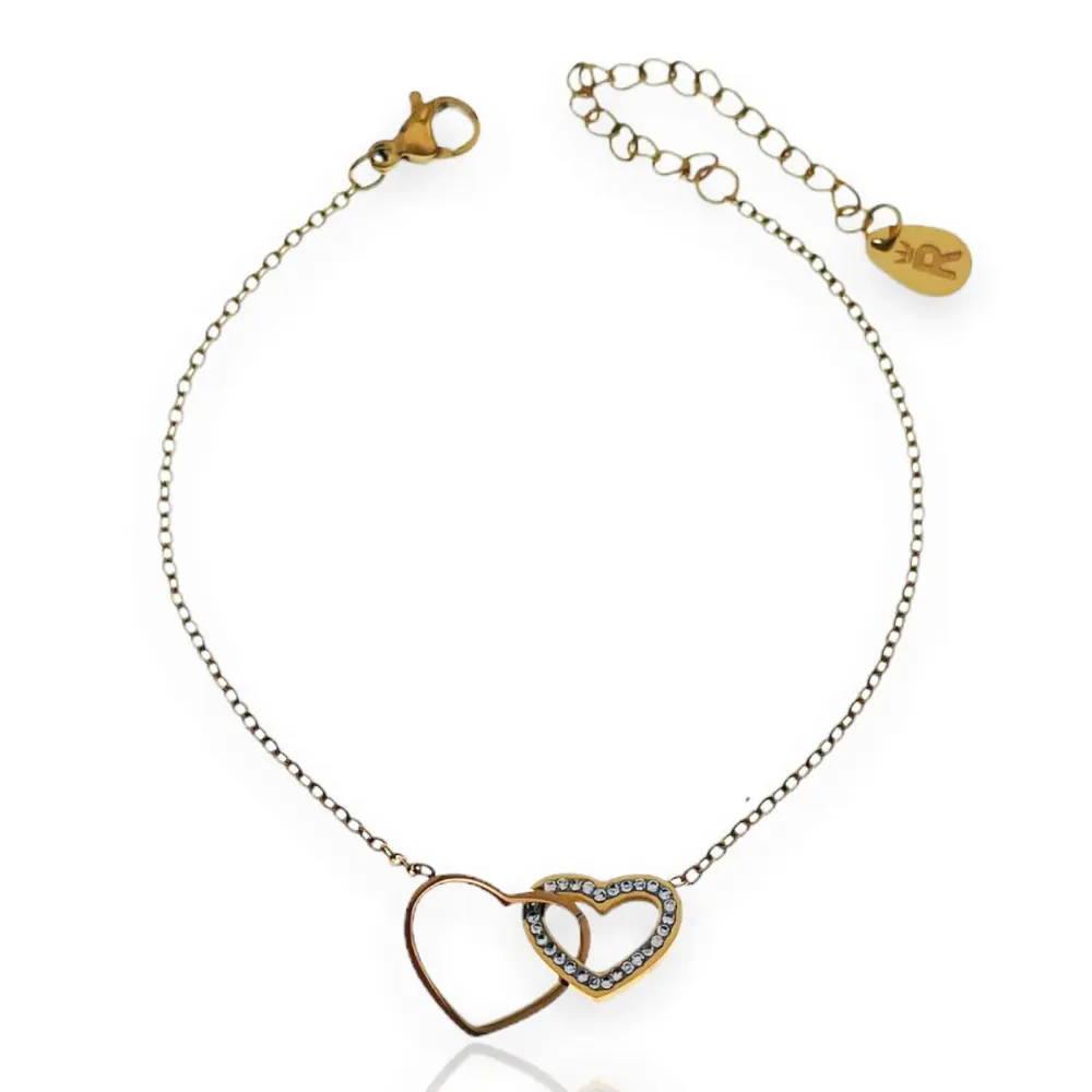 Doppio Cuore-Bracciale in Acciaio con Chiusura - BAC-413-1088