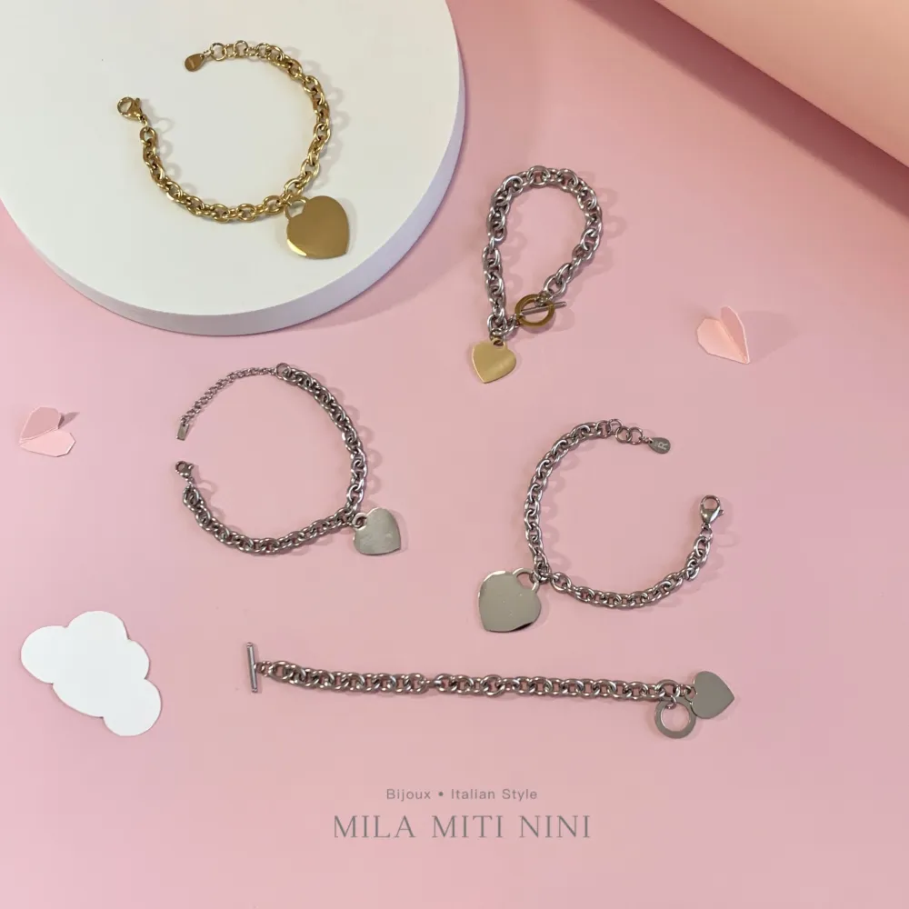 Cuore Liscio 18mm-Bracciale in Acciaio con Chiusura - BAC-413-1203