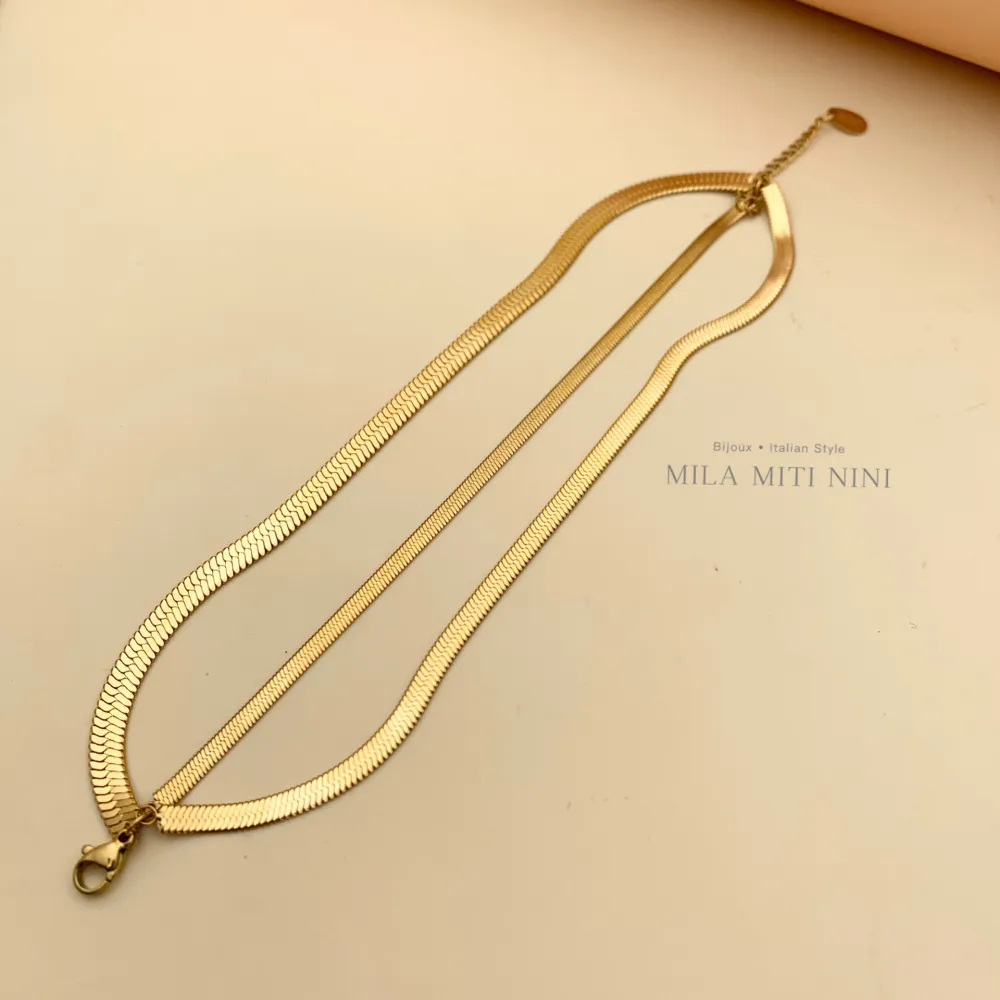 Triplo Catena Serpente-Bracciale in Acciaio con Chiusura - BAC413-1215