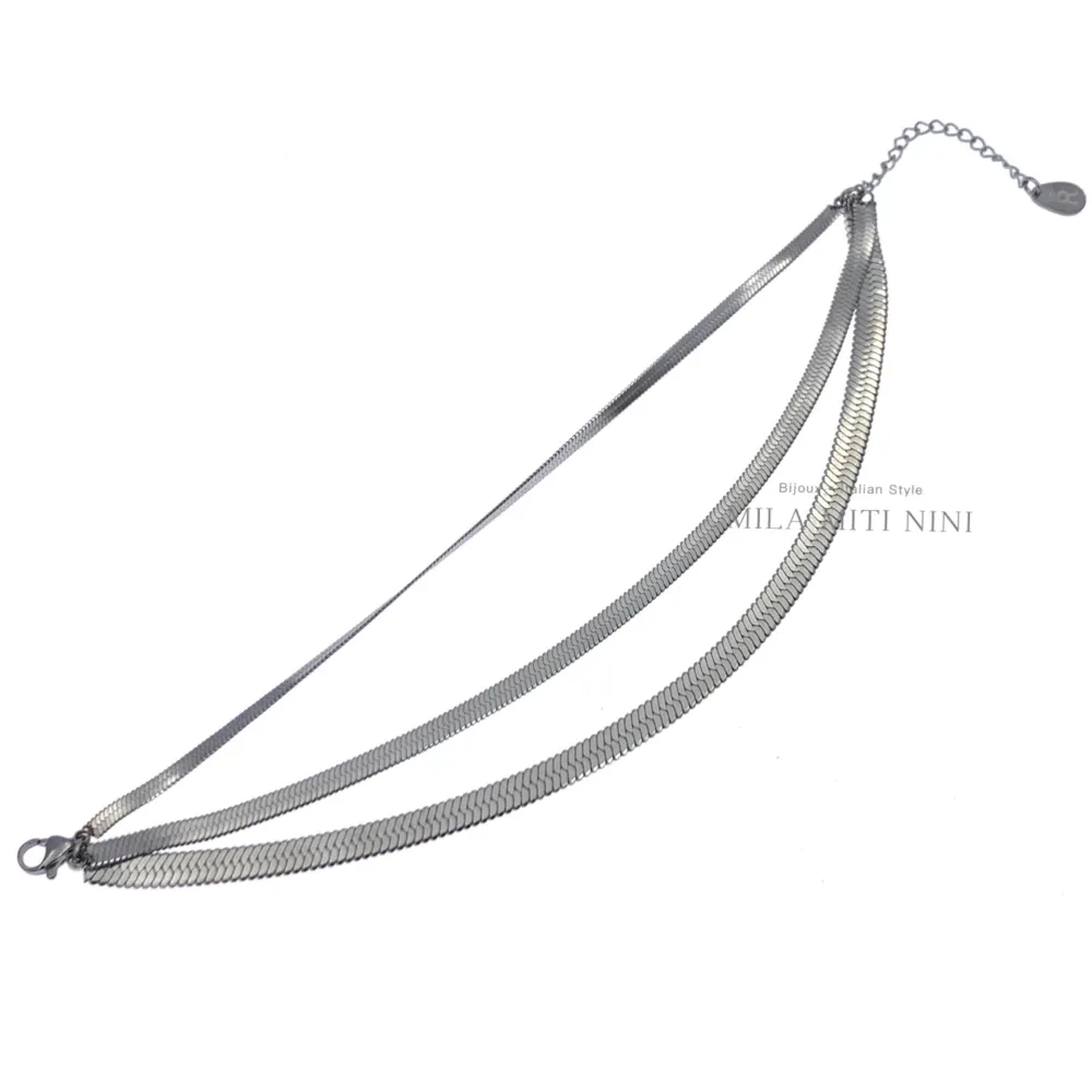 Triplo Catena Serpente-Bracciale in Acciaio con Chiusura - BAC413-1215