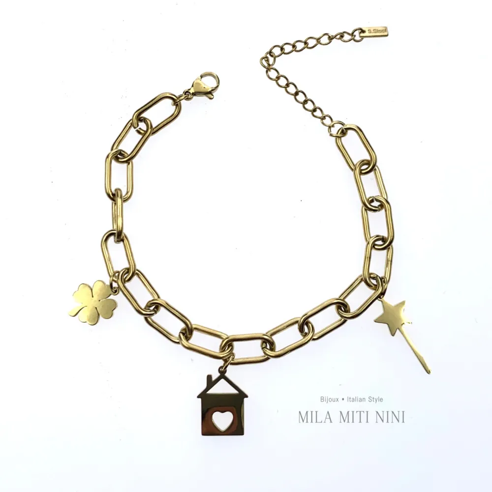 Casa Bacchetta Magica Quadrifoglio -Bracciale in Acciaio con Ch - BAC413-1249