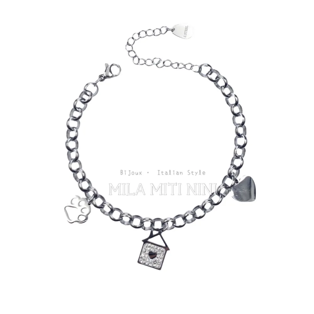 Zampa Casa Cuore -Bracciale in Acciaio con Chiusura - BAC413-1252-1