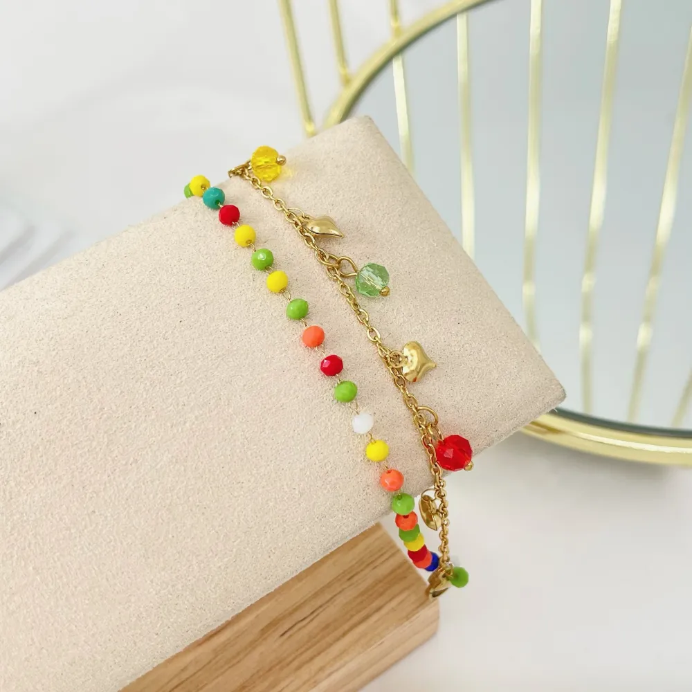 Doppia Catena con Cuore-Bracciale in Acciaio con Chiusura - BAC-413-1267