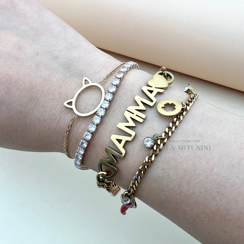 Gatto Liscio-Bracciale in Acciaio con Chiusura - BAC413-1355