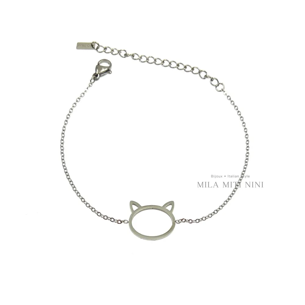 Gatto Liscio-Bracciale in Acciaio con Chiusura - BAC413-1355