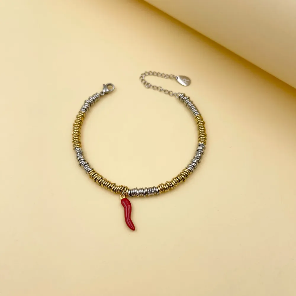 Anellini con Cornino-Bracciale in Acciaio - BAC413-1404