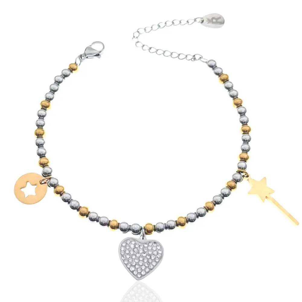 Cuore-Bracciale in Acciaio con Chiusura - BAC-413-1443