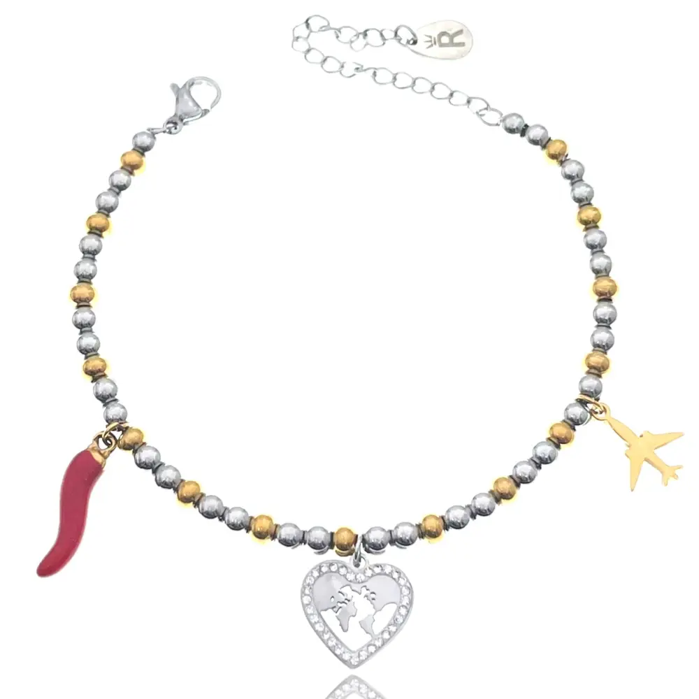 Cornino Mondo-Bracciale in Acciaio con Chiusura - BAC-413-1444