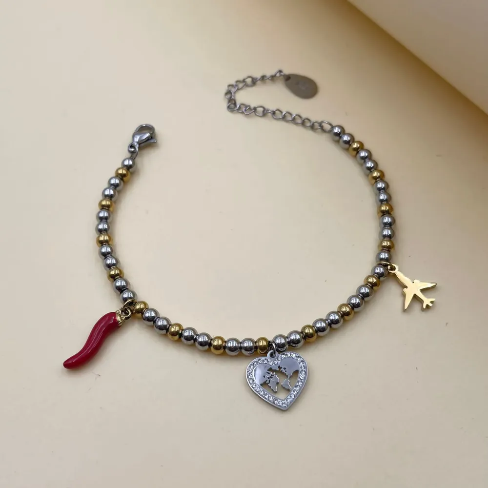 Cornino Mondo-Bracciale in Acciaio con Chiusura - BAC-413-1444