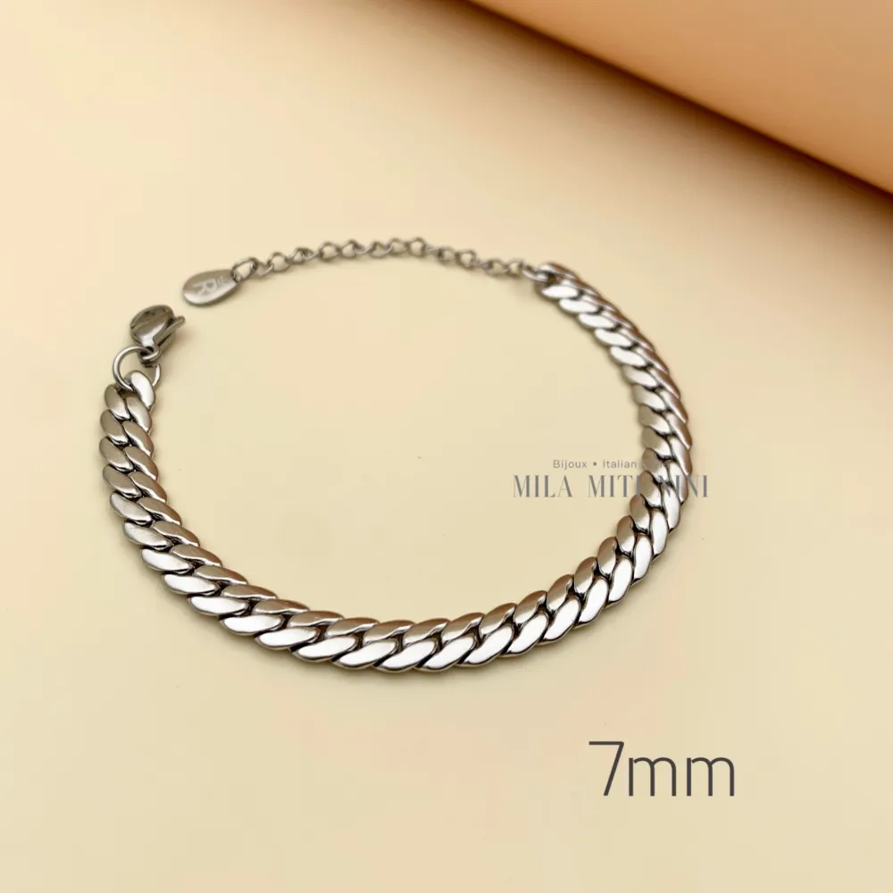 Catena Serpente 7mm-Bracciale in Acciaio con Chiusura - BAC413-1474