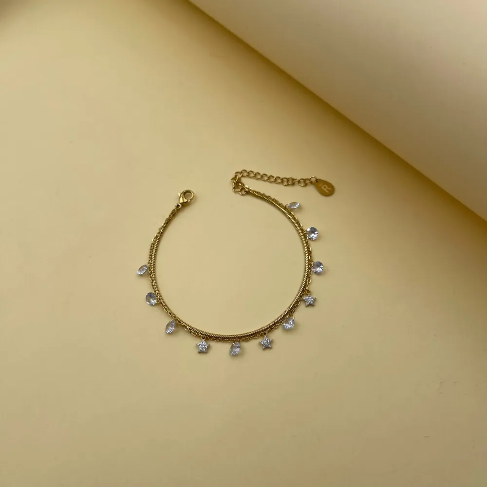 Doppio Serpene Stella Zirconia-Bracciale in Acciaio con Chiusur - BAC-413-1489