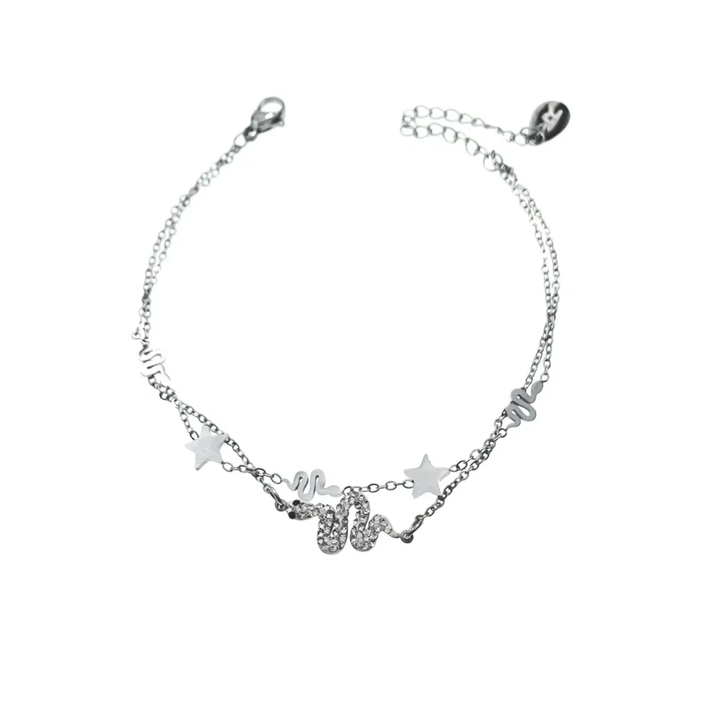 Doppio con Serpente Stella-Bracciale in Acciaio con Chiusura - BAC-413-1644