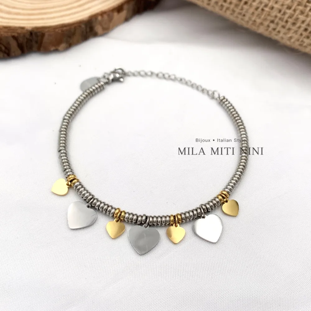 Cuore-Bracciale in Acciaio con Chiusura - BAC-413-1668A