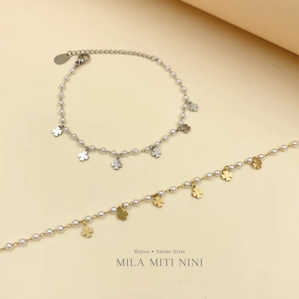 Perla Quadrifoglio-Bracciale in Acciaio con Chiusura - BAC-413-1703