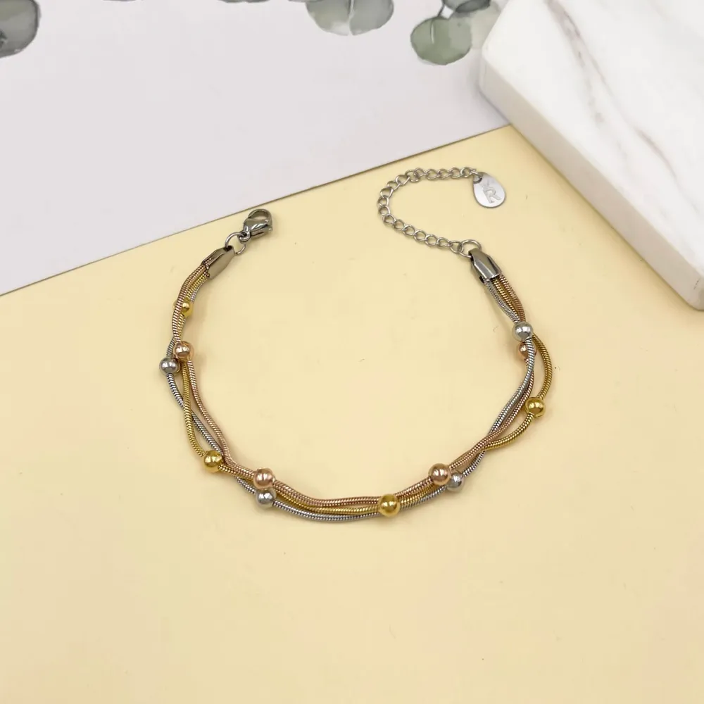 Tre Fili-Bracciale in Acciaio con Chiusura - BAC-413-1753