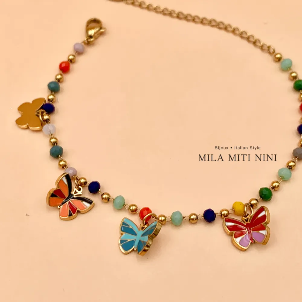 Farfalla Smaltata-Bracciale in Acciaio con Chiusura - BAC-413-1821