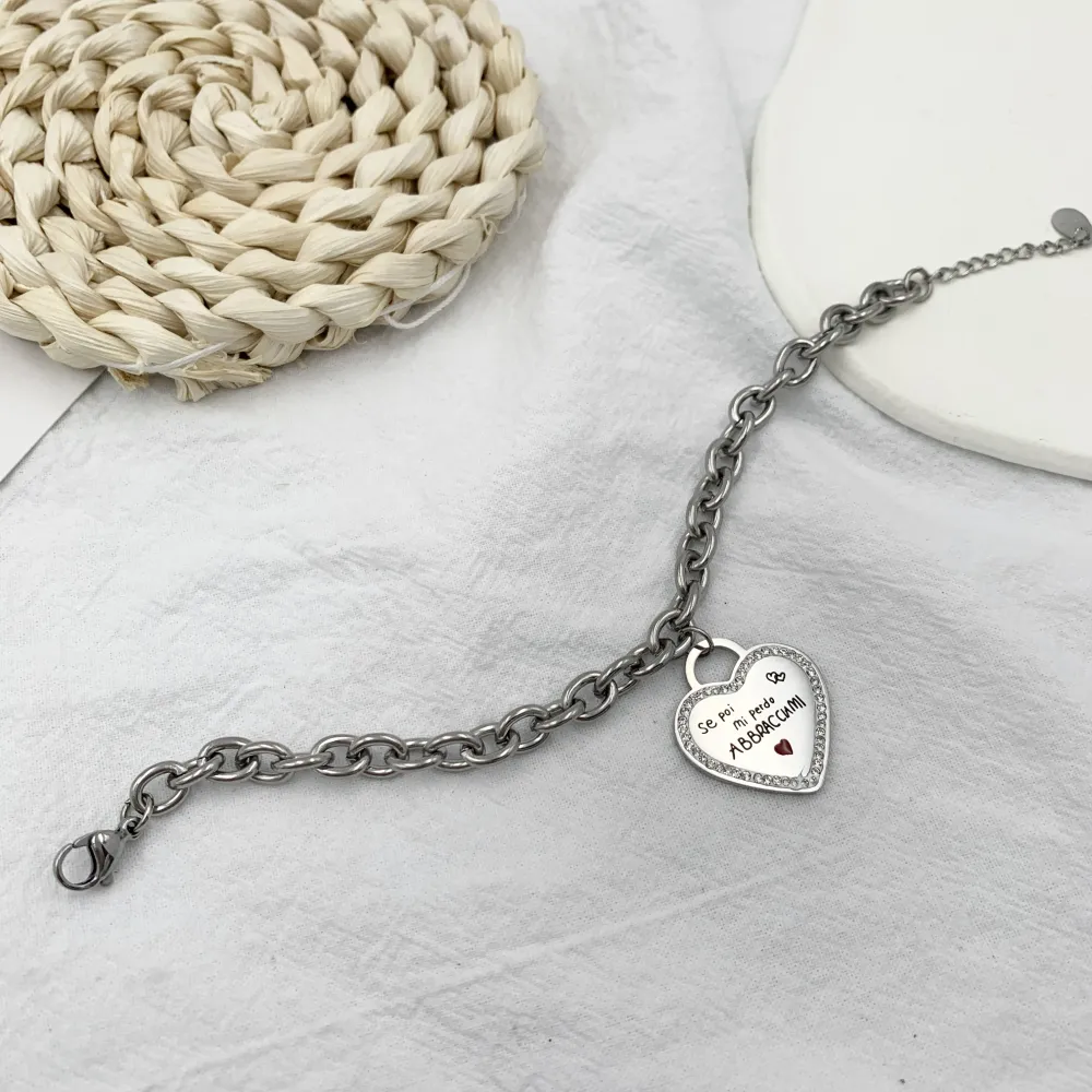 Dillo alla luna può darsi..-Bracciale con Scritte in Acciaio - BAC-413-1837