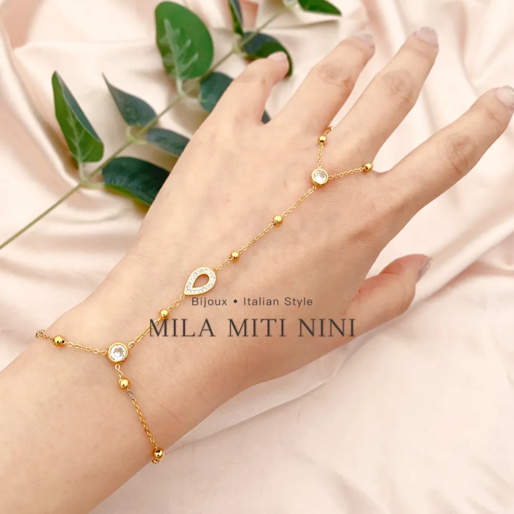 Goccia e Punti Luci Zirconia-Baciamano in Acciaio - BAC-413-1850 Modello K