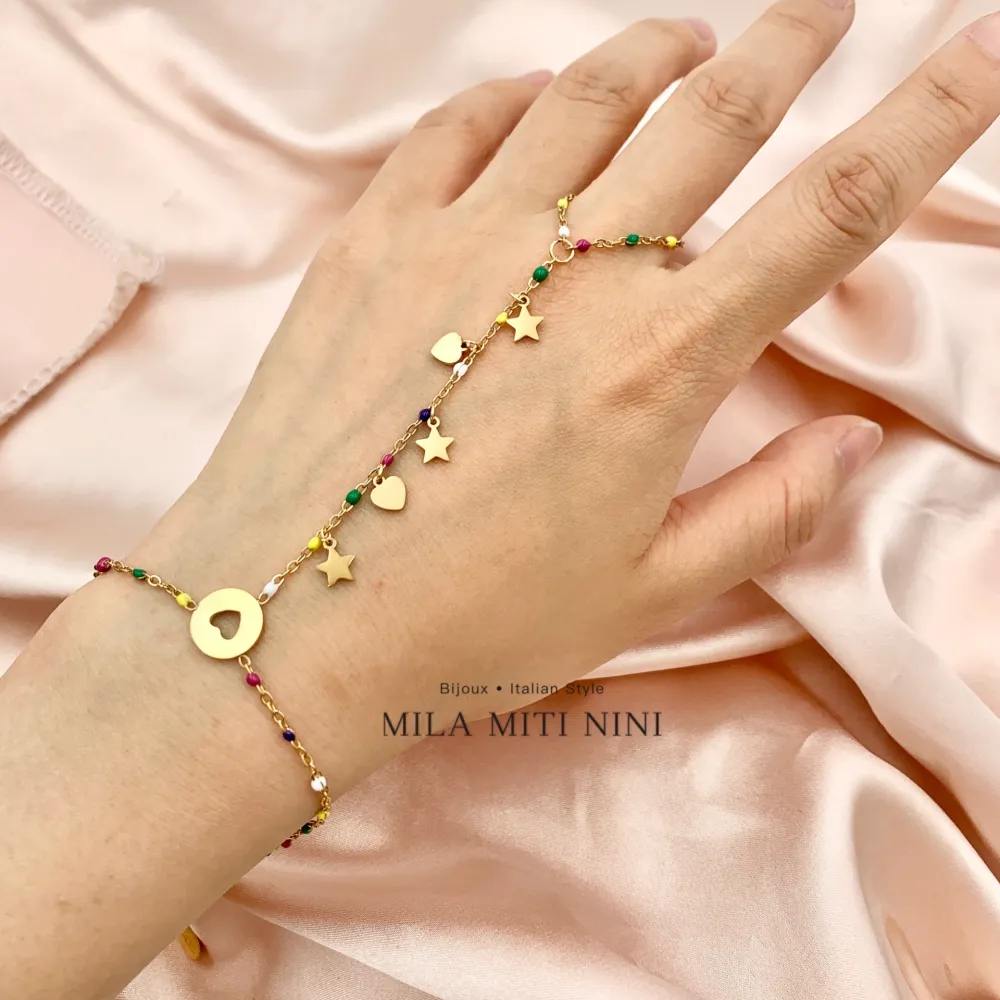 Pallina Smaltata con Cuore Stella-Baciamano in Acciaio - BAC-413-1895