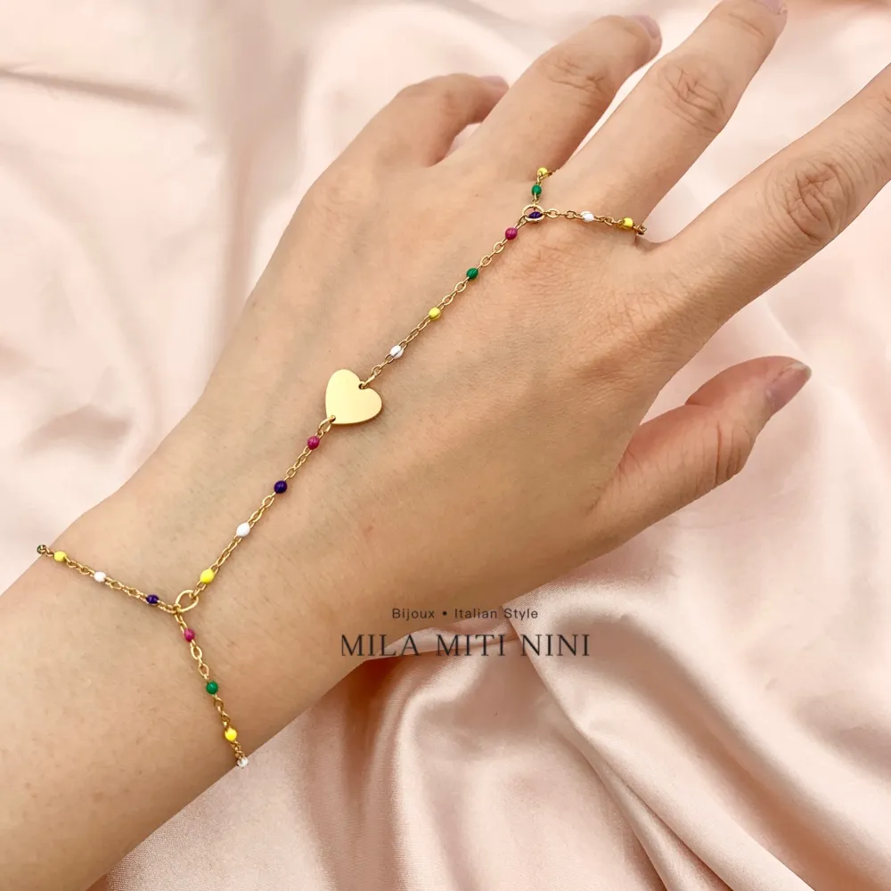 Pallina Smaltata con Cuore Stella-Baciamano in Acciaio - BAC-413-1896