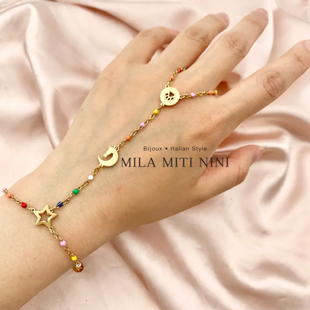 Stella Luna Gatto Zampa-Baciamano in Acciaio - BAC-413-1899