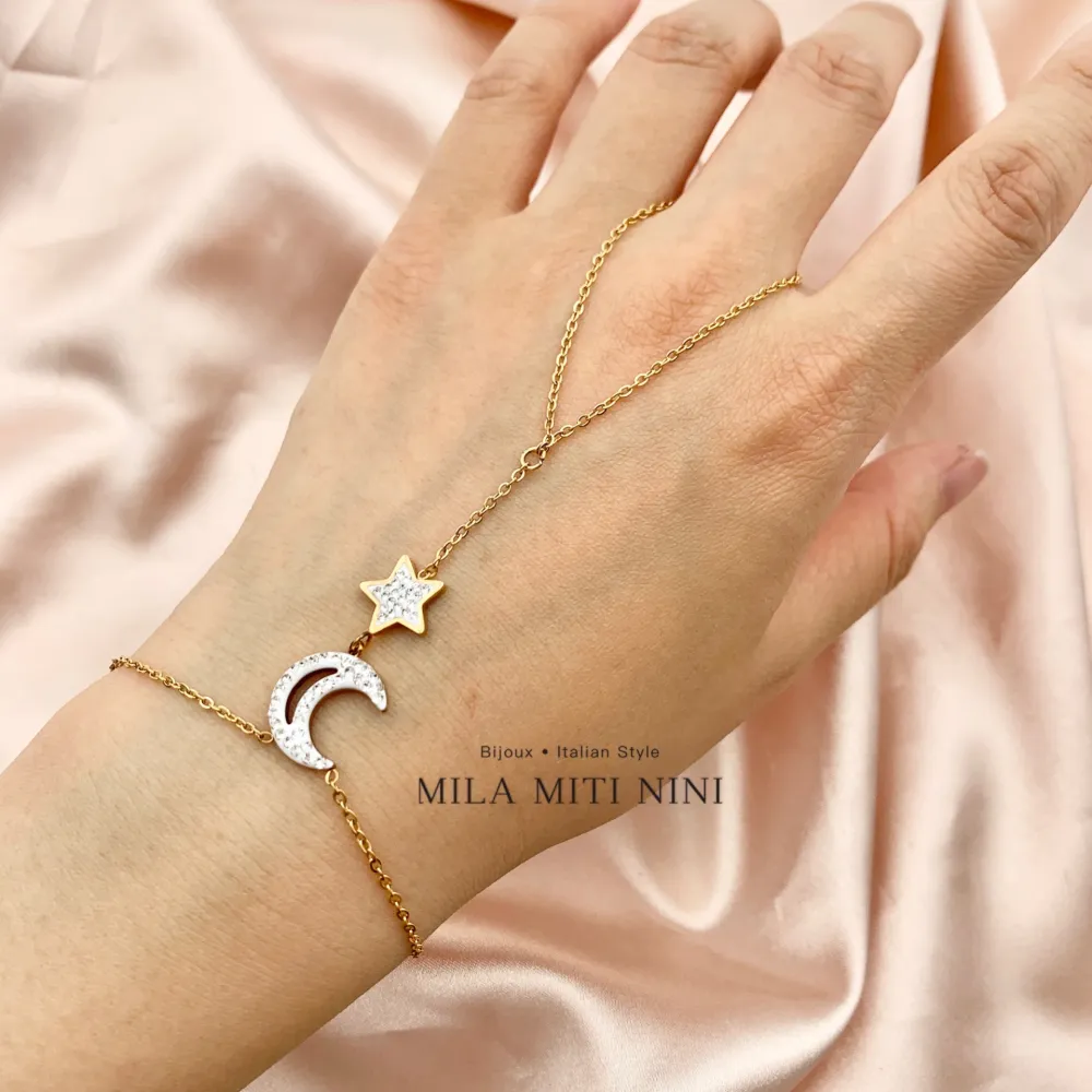 Stella Luna con Strass-Baciamano in Acciaio - BAC-413-1907