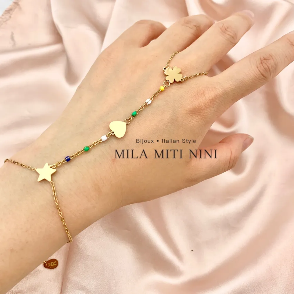 Cuore Stella Quadrifoglio Perline Colorate-Baciamano in Acciaio - BAC-413-1947