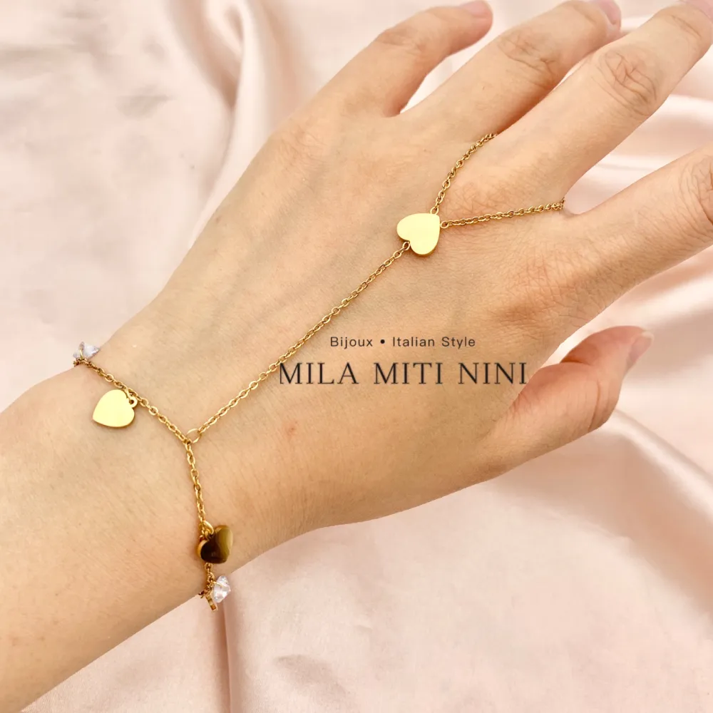 Cuore e Zirconia-Baciamano in Acciaio - BAC-413-1954