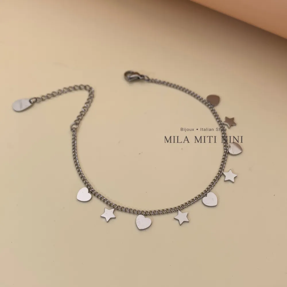 Cuore Stella-Bracciale in Acciaio con Chiusura - BAC-413-2025A