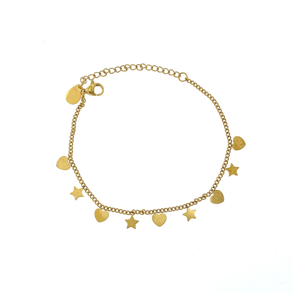 Cuore Stella-Bracciale in Acciaio con Chiusura - BAC-413-2025A