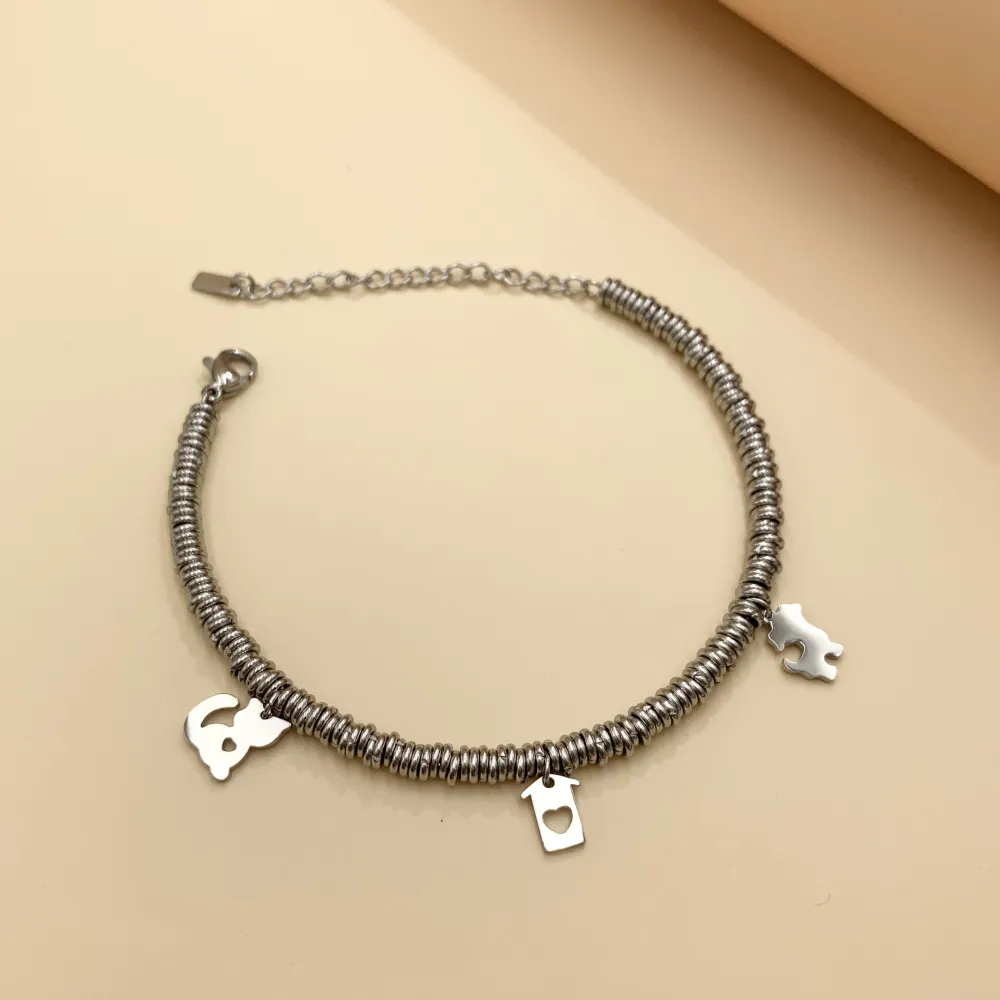 BAC7472-Cane Gatto Casetta -Bracciale in Acciaio - BAC-413-315-383