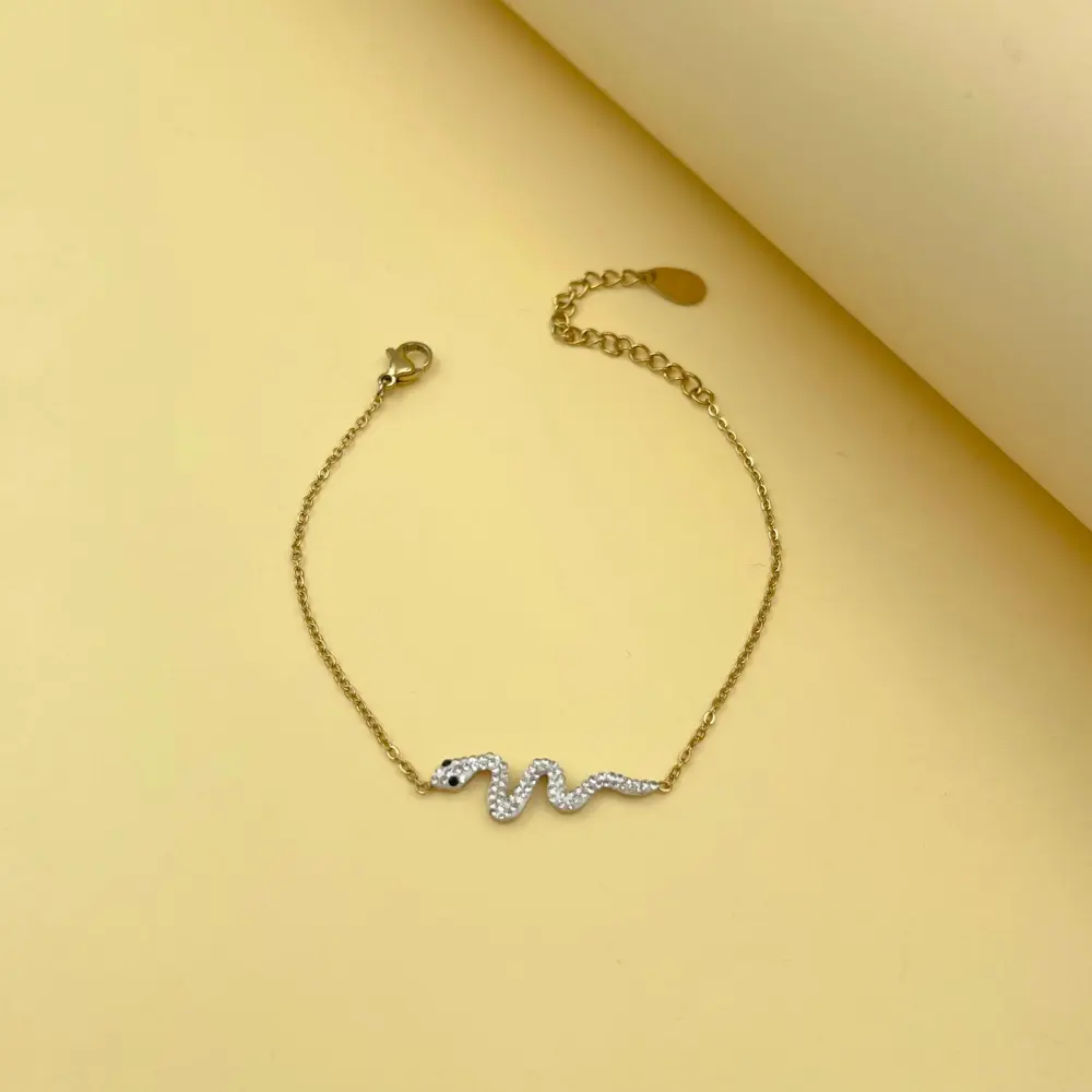 Serpente con Strass-Bracciale in Acciaio - BAC413-416