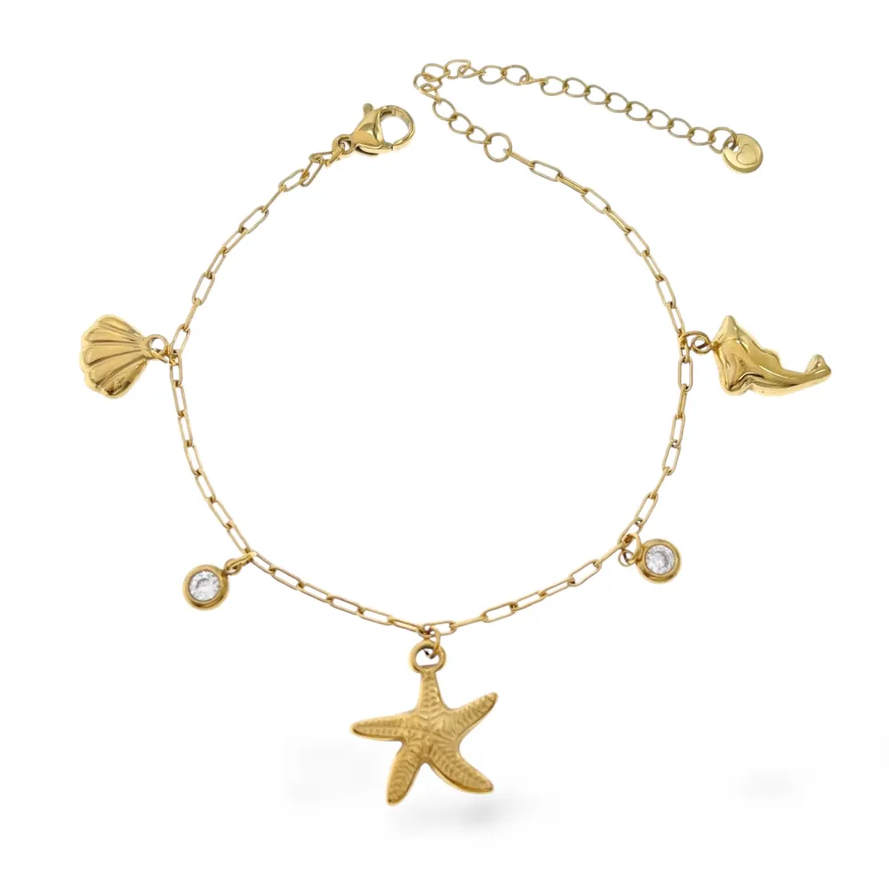 Mare Conchiglia Stella Marina Delfino-Bracciale in Acciaio - BAC-413-5486