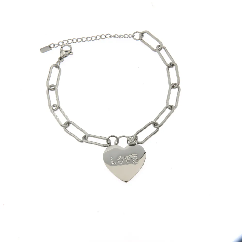BAC6425-Cuore Love-Bracciale in Acciaio con Chiusura - BAC6425-Cuore Love-Bracciale in Acciaio con Chiusura