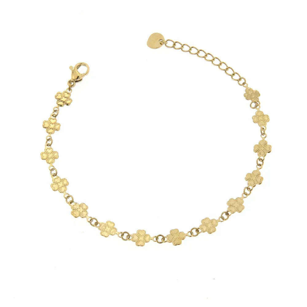BAC6798-Catena Quadrifoglio-Bracciale con Chiusura in Acciaio - BAC6798-Catena Quadrifoglio-Bracciale con Chiusura in Acciaio