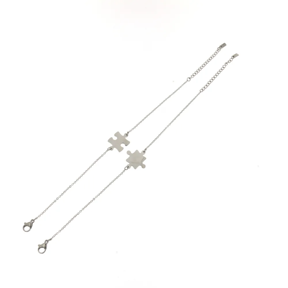 BAC6869-Puzzle Liscio-Bracciale Coppia in Acciaio - BAC6869-Puzzle Liscio-Bracciale Coppia in Acciaio