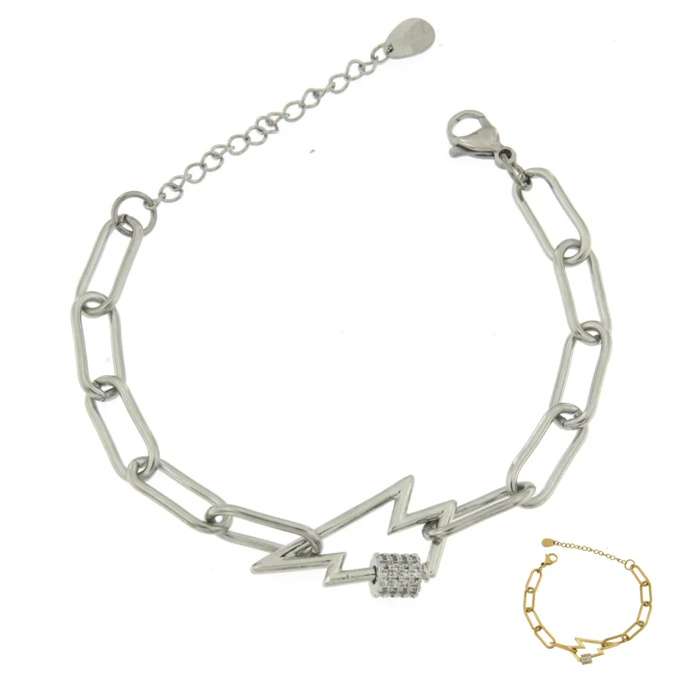 BAC7066-Fulmine-Bracciale in Acciaio - BAC7066-Fulmine-Bracciale in Acciaio