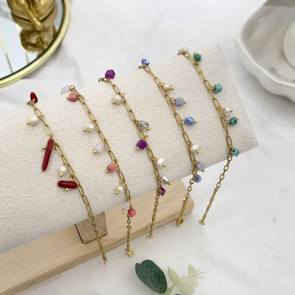 Perline Colorate-Bracciale in Acciaio - BAC-735-24