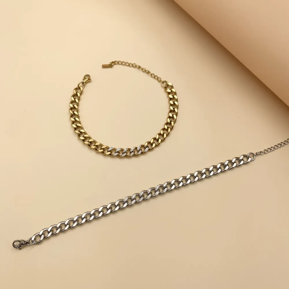 BAC7466-Groumette con Strass -Bracciale in Acciaio - BAC7466-Groumette con Strass -Bracciale in Acciaio