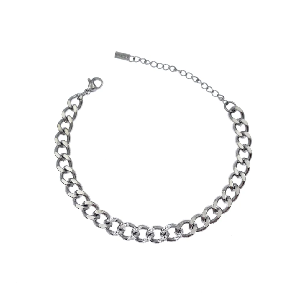 BAC7466-Groumette con Strass -Bracciale in Acciaio - BAC7466-Groumette con Strass -Bracciale in Acciaio