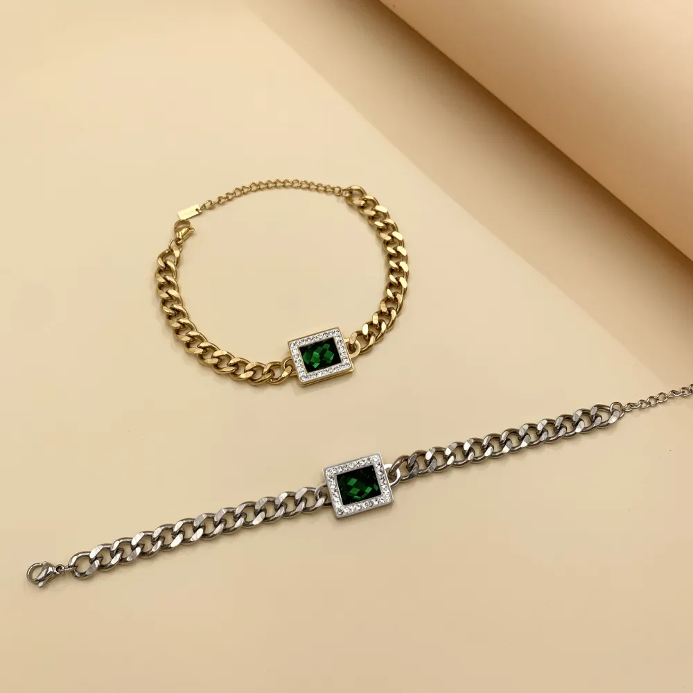 BAC7467-Groumette Rettangolo -Bracciale in Acciaio - BAC7467-Groumette Rettangolo -Bracciale in Acciaio