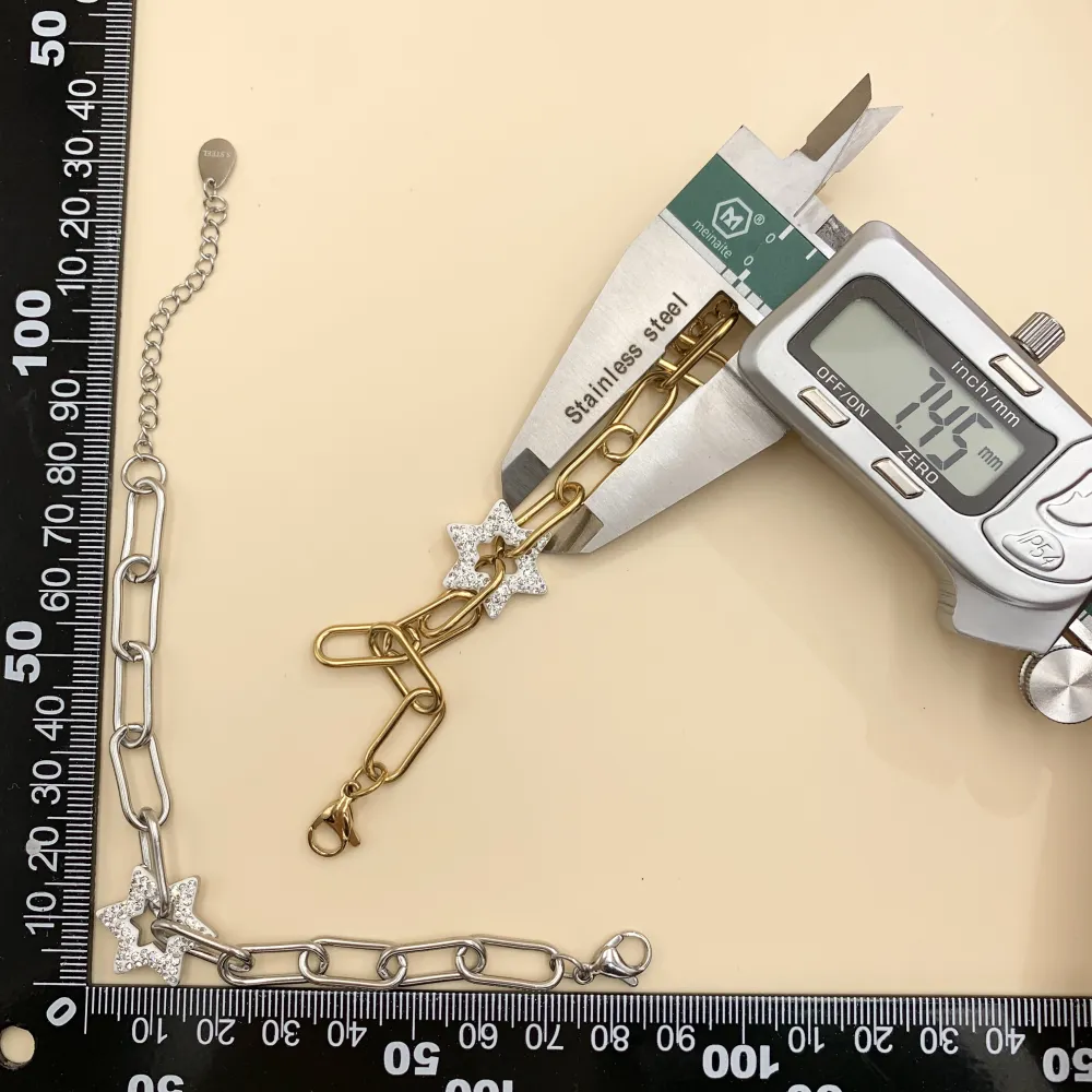 BAC7470-Catena con Stella-Bracciale in Acciaio - BAC7470-Catena con Stella-Bracciale in Acciaio