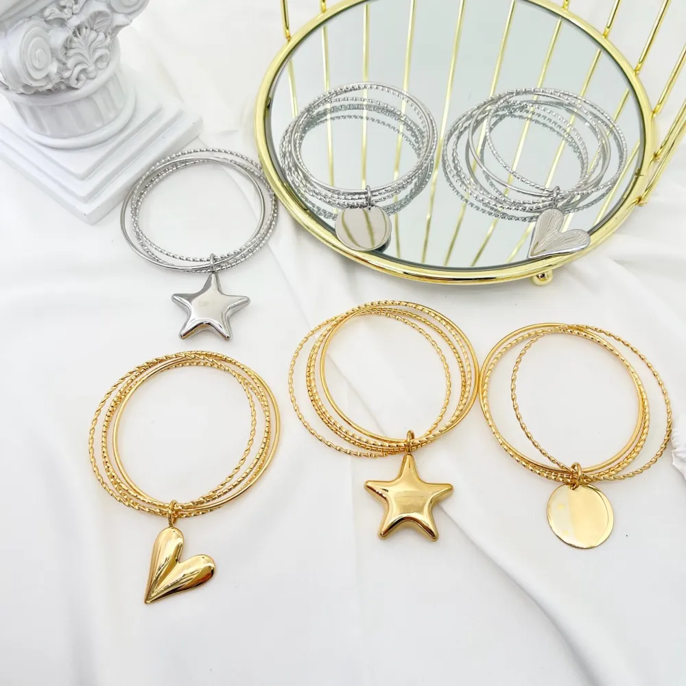 Cuore-Bracciali Multifili Rigidi in Acciaio - BAR-103-AA3366B