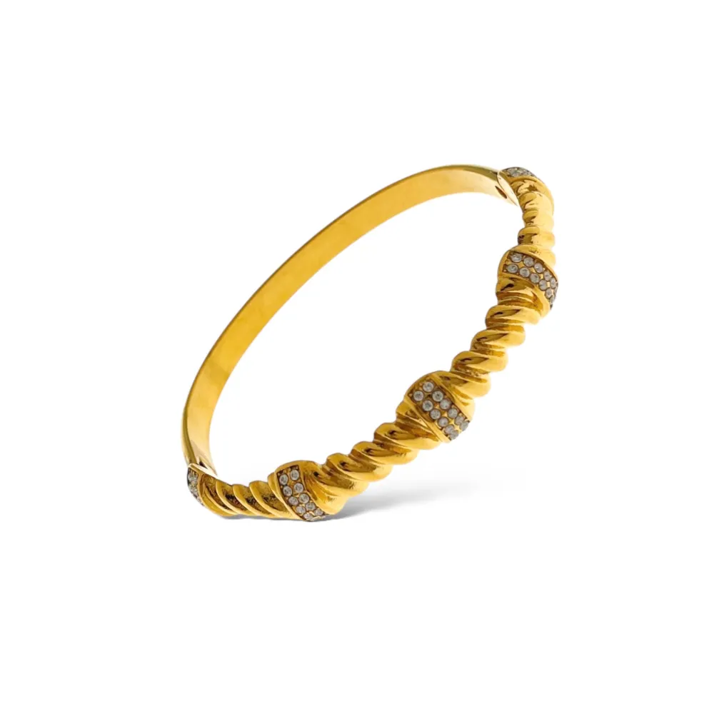 Intreccio Con Zirconi -Bracciale Rigido in Acciaio - BAR-103-AA4686B