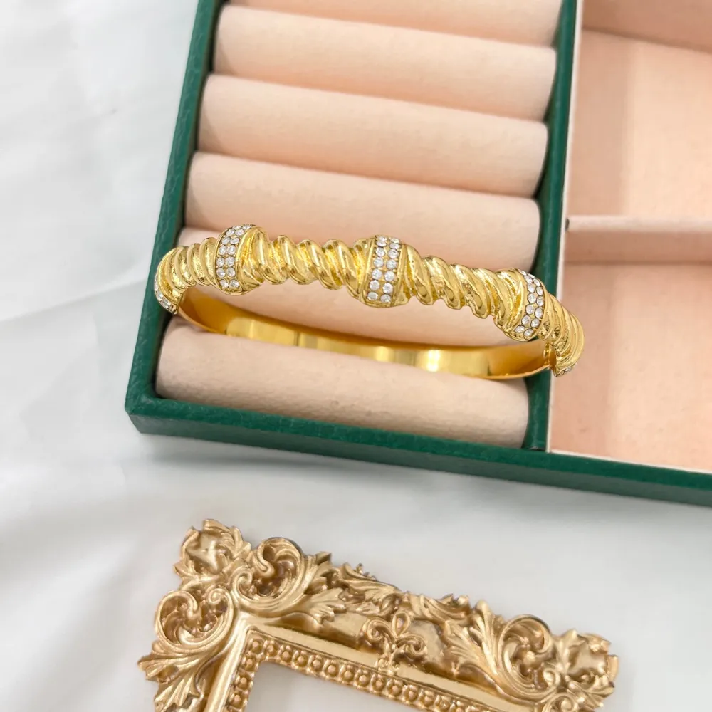 Intreccio Con Zirconi -Bracciale Rigido in Acciaio - BAR-103-AA4686B