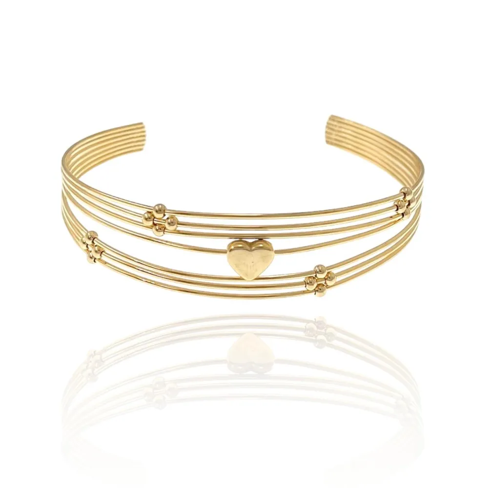 Multifili con Cuore-Bracciale Rigido in Acciaio - BAR-208-309