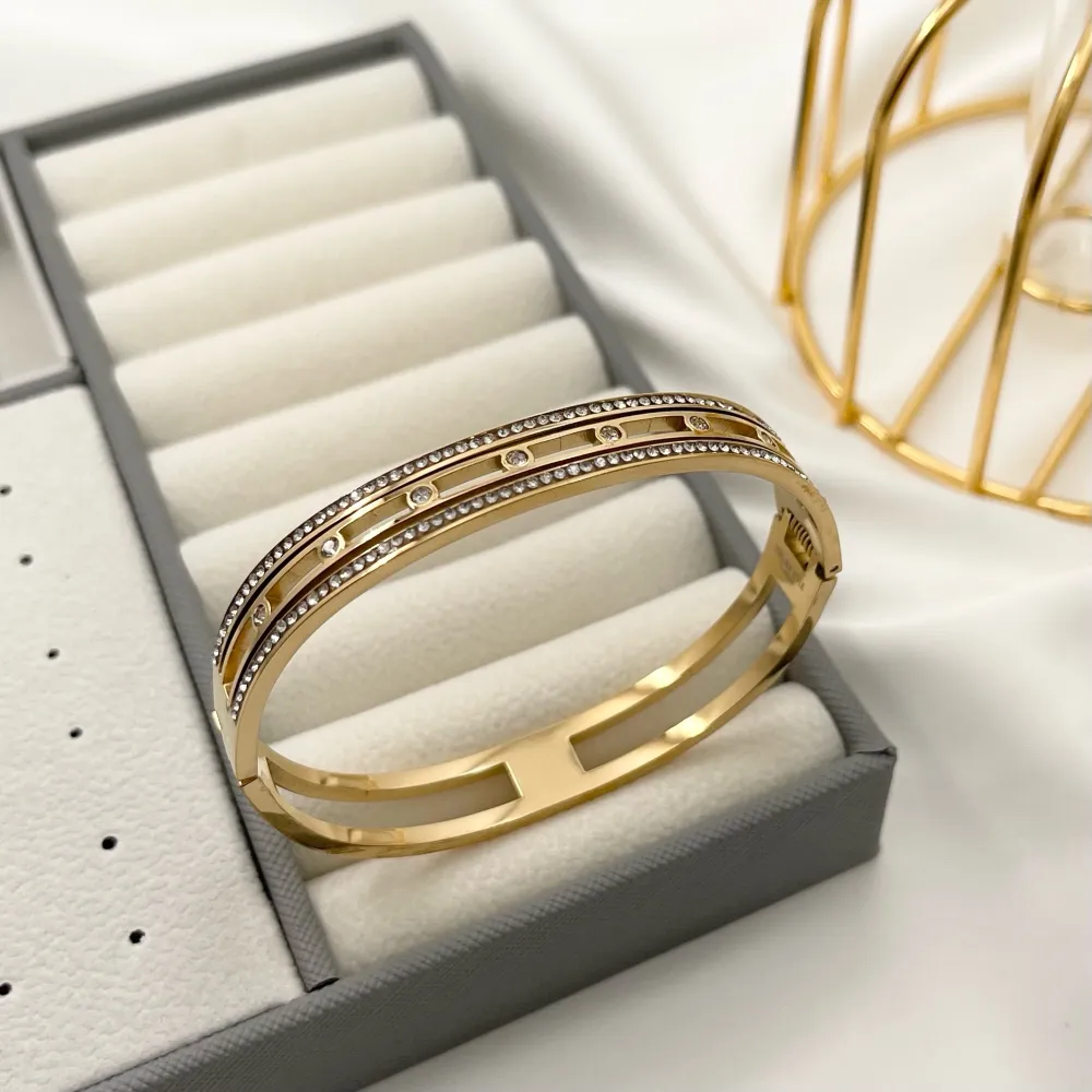 Tennis con Punto Luce-Bracciale Rigido in Acciaio - BAR-413-2259