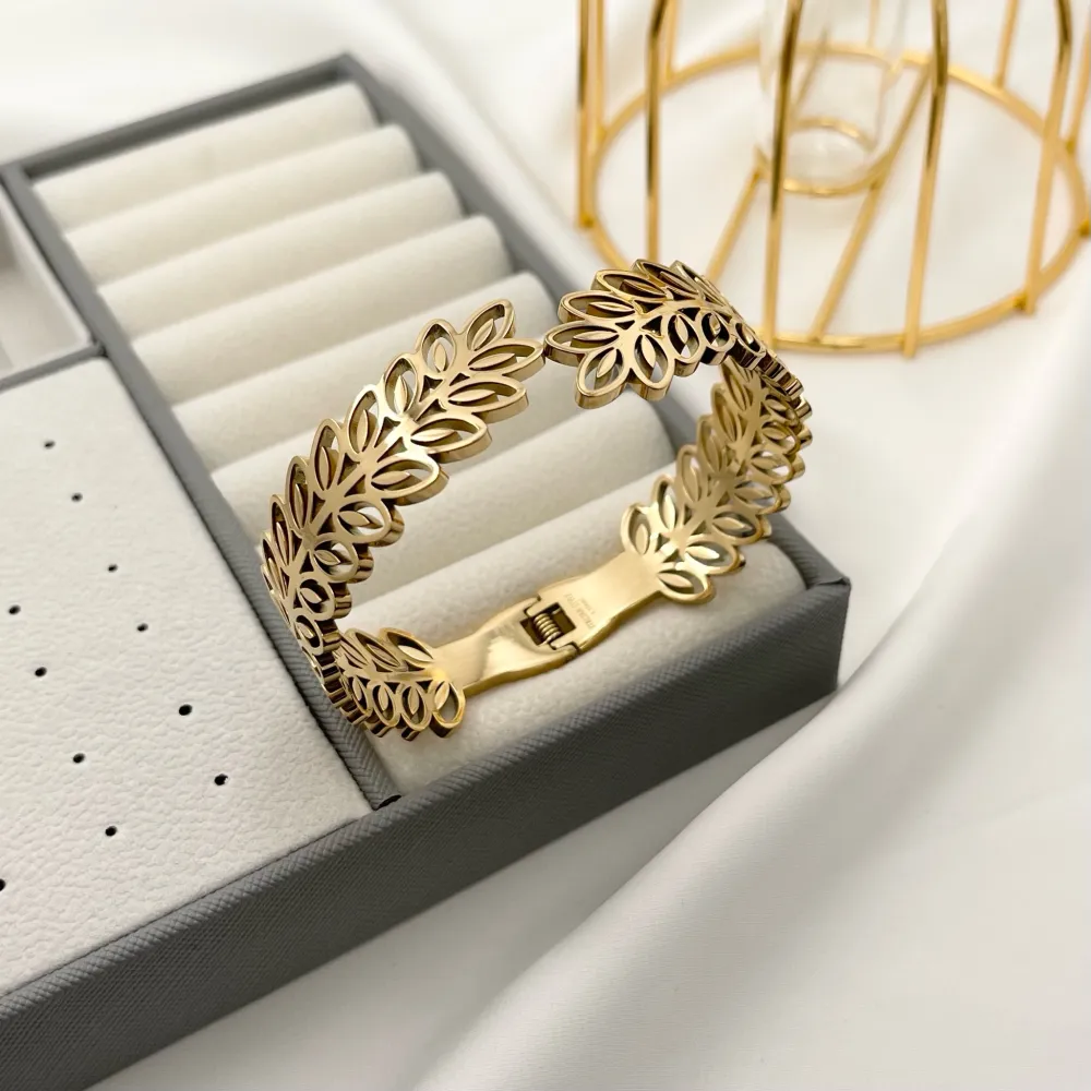 Foglia-Bracciale Rigido in Acciaio - BAR-413-2375