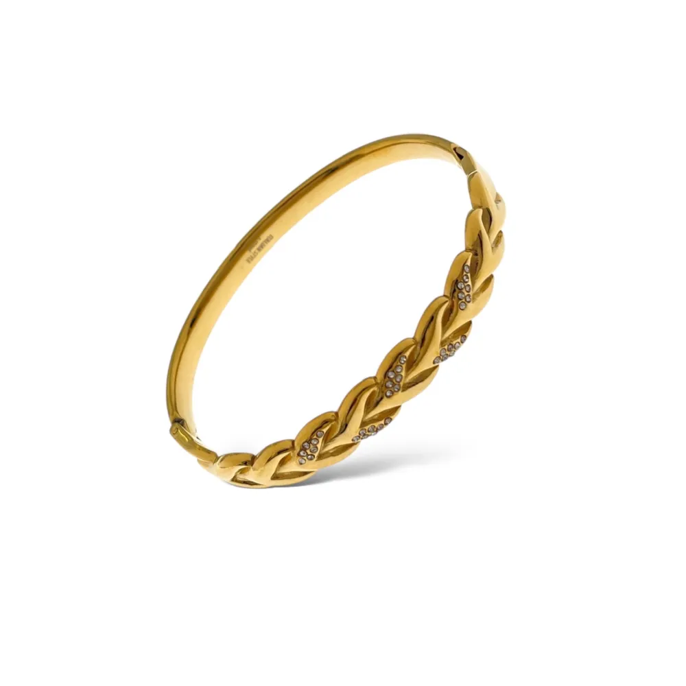 Intrecciato con Strass  -Bracciale Rigido in Acciaio - BAR-413-3084