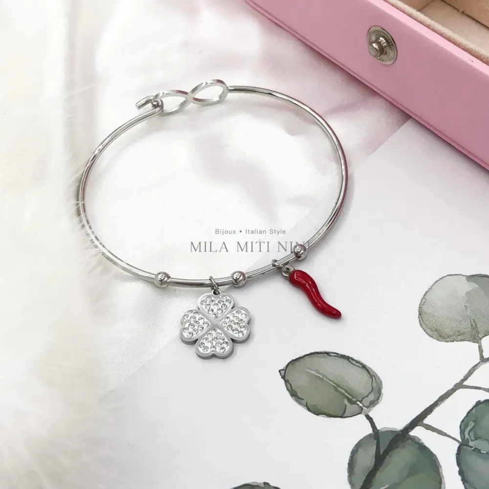 Pendenti Mix con Strass-12pz Bracciali Rigidi in Acciaio - BAR413-418